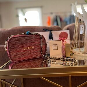 Chanel Burgundy Cosmetic Bag ( Non Branded Strap)